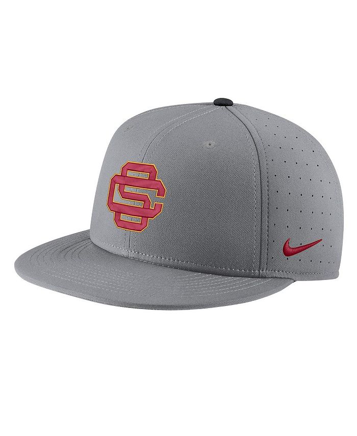 Nike Men's Gray USC Trojans Aero True Baseball Performance Fitted Hat ...