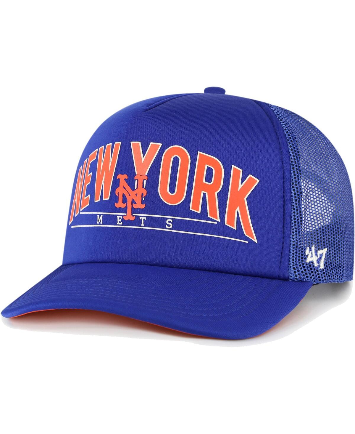 Men's '47 BrandNew York Mets Backhaul Foam Trucker Snapback Hat - Royal