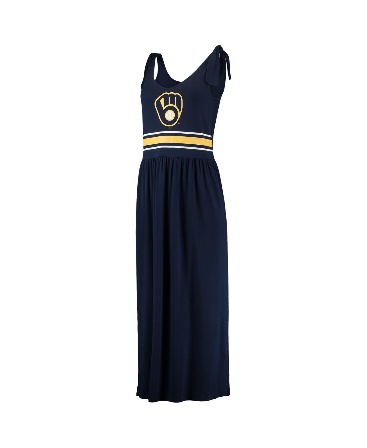 Shop G-iii 4her By Carl Banks Women's  Navy Milwaukee Brewers Game Over Maxi Dress
