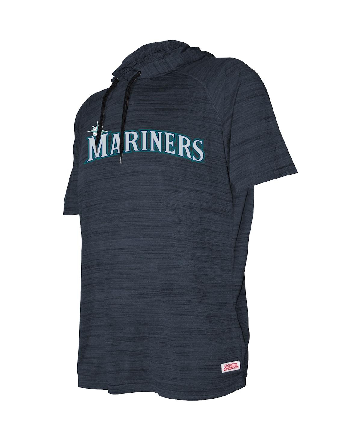 Shop Stitches Big Boys And Girls  Heather Navy Seattle Mariners Raglan Short Sleeve Pullover Hoodie