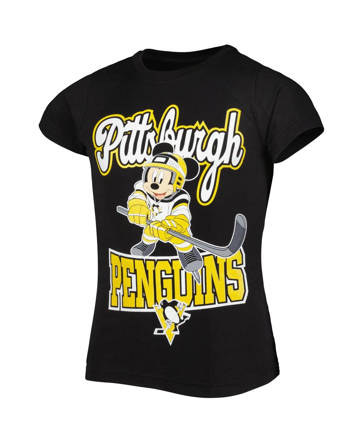 Shop Outerstuff Big Girls Black Pittsburgh Penguins Mickey Mouse Go Team Go T-shirt