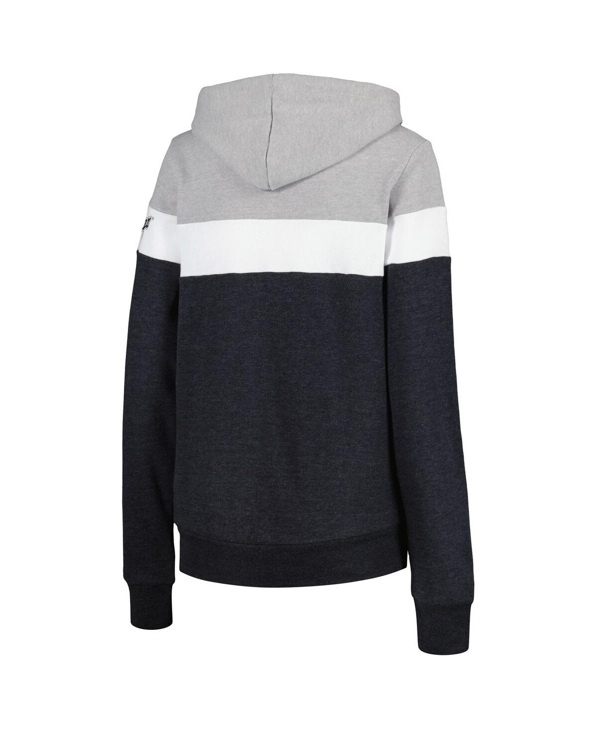 NEW ERA WOMEN'S NEW ERA HEATHER BLACK CHICAGO WHITE SOX COLORBLOCK FULL-ZIP HOODIE JACKET 
