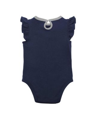 Newborn and Infant Boys and Girls Navy, Heather Gray New York Yankees Three-Piece Love of Baseball Bib, Bodysuit and Booties Set