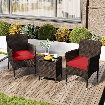 3 PCS PE Rattan Wicker Furniture Sets