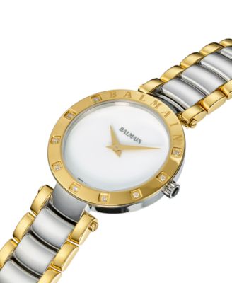 Women's Swiss Balmainia Bijou Diamond (1/10 ct. t.w.) Two-Tone Stainless Steel Bracelet Watch 33mm