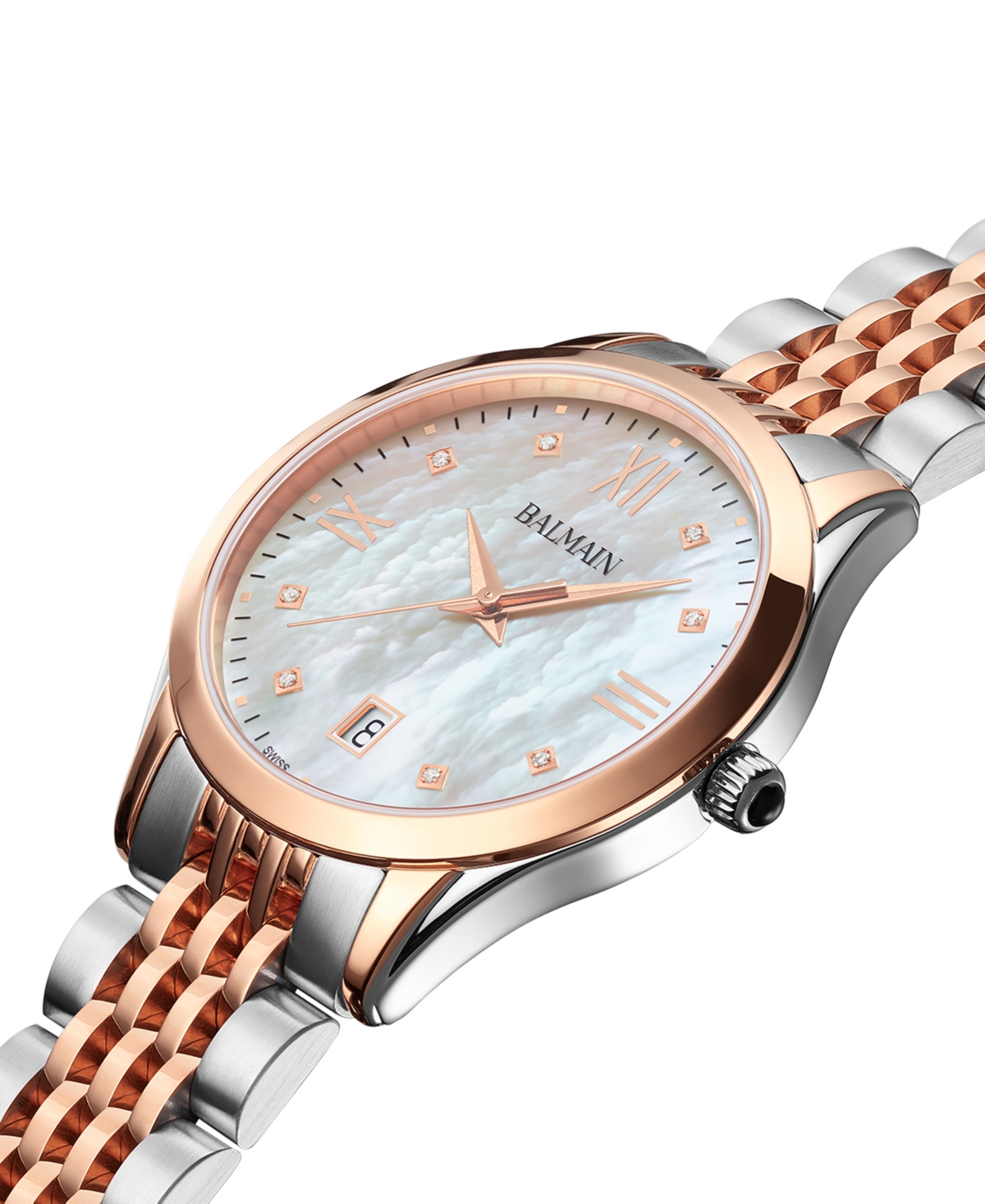 Balmain Women's Swiss Classic R Diamond Accent Two-Tone Stainless Steel Bracelet Watch 34mm -pink