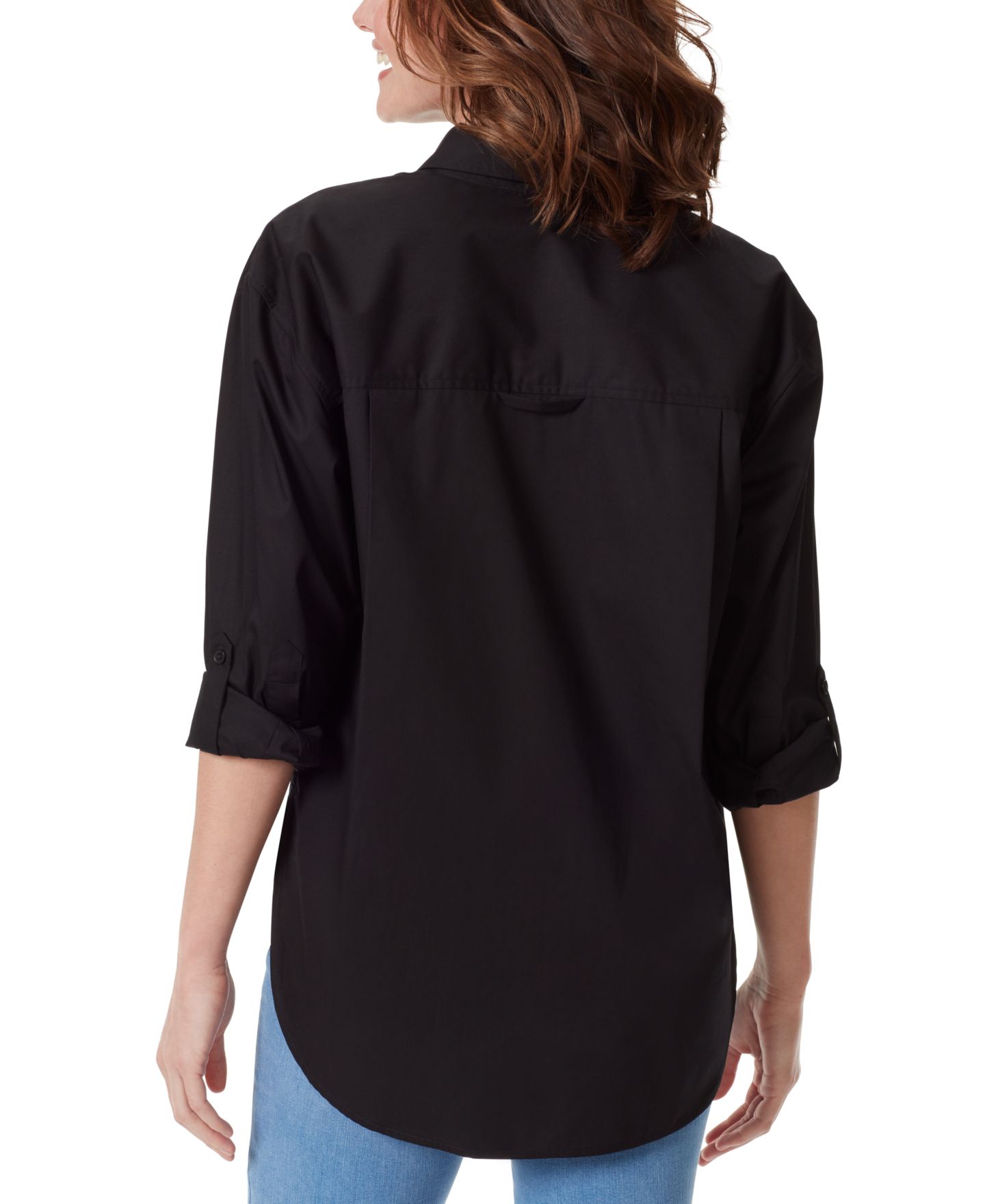 Женская рубашка Gloria Vanderbilt Amanda Button-Front, цвет: Чёрный — фото 3