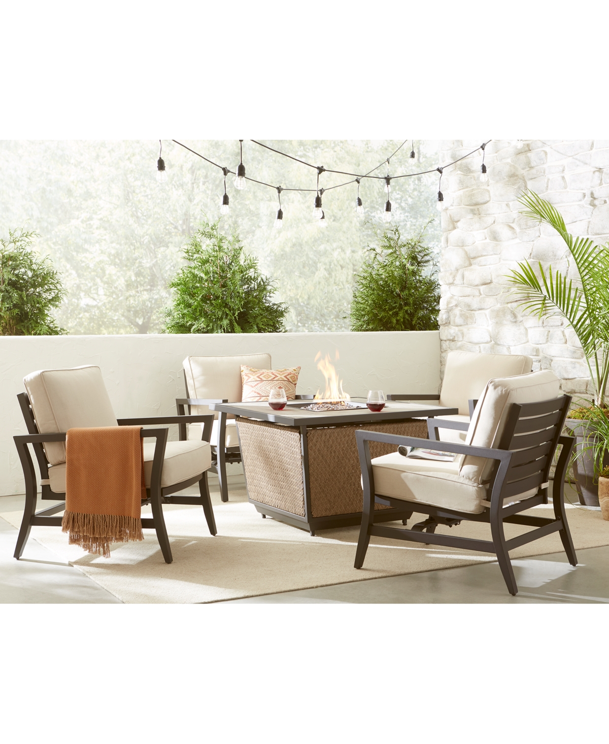 AGIO ASTAIRE OUTDOOR 5-PC. CHAT SET (1 FIRE PIT & 4 ROCKER CHAIRS), CREATED FOR MACY'S 