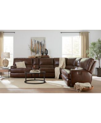 Furniture Binardo Zero Gravity Leather Sectional Collection Created For Macys In Walnut