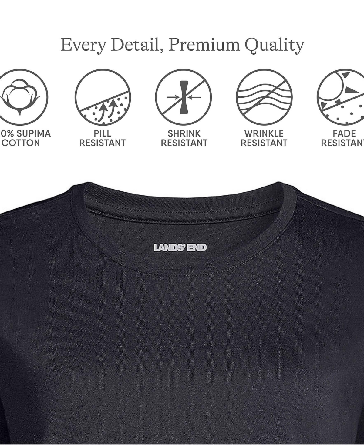 Lands' End Women's Tall 3/4 Sleeve Cotton Supima Tunic