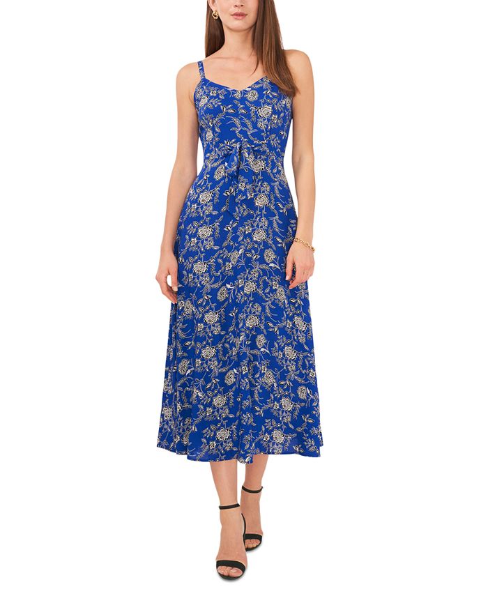 MSK Women's Tie-Front Printed Sleeveless Maxi Dress - Macy's