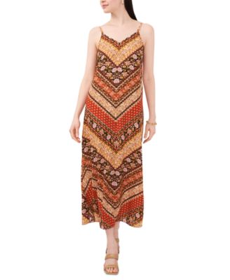 MSK - Women's V-Neck Spaghetti-Strap Printed Maxi Dress