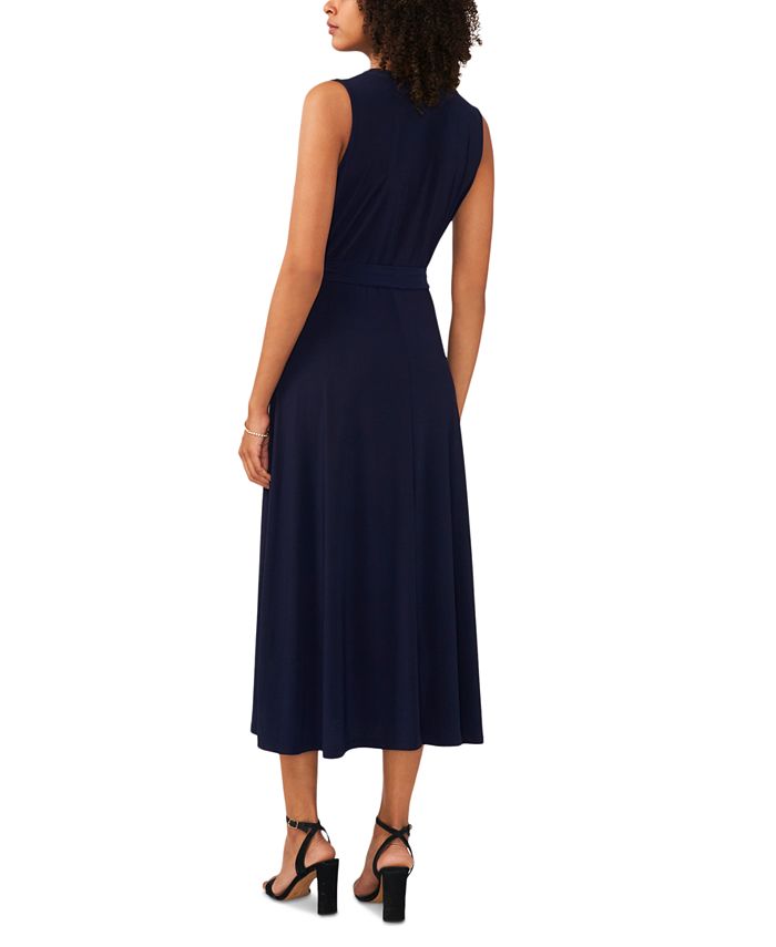 msk sleeveless tie neck tiered maxi dress