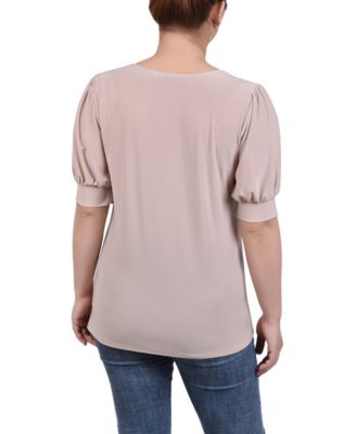 Petite Short Sleeve Balloon Sleeve Top