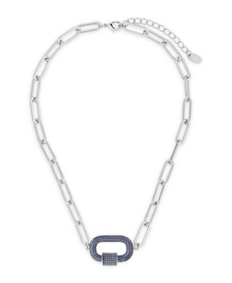 Pave Cubic Zirconia Carabiner Linked Lock Necklace