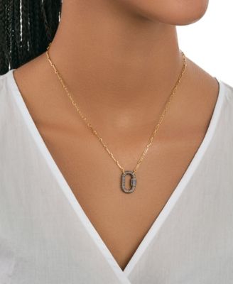 Pave Cubic Zirconia Carabiner Lock Necklace
