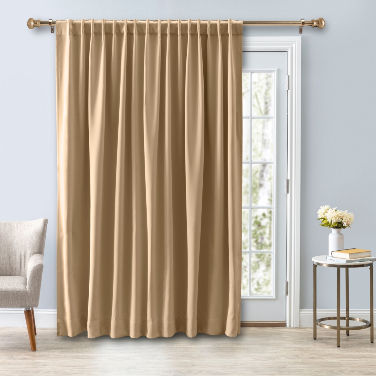 Ultimate Black-Out 2-Way Pocket Double-wide Curtain Panel 112"W x 84"L - Ivory