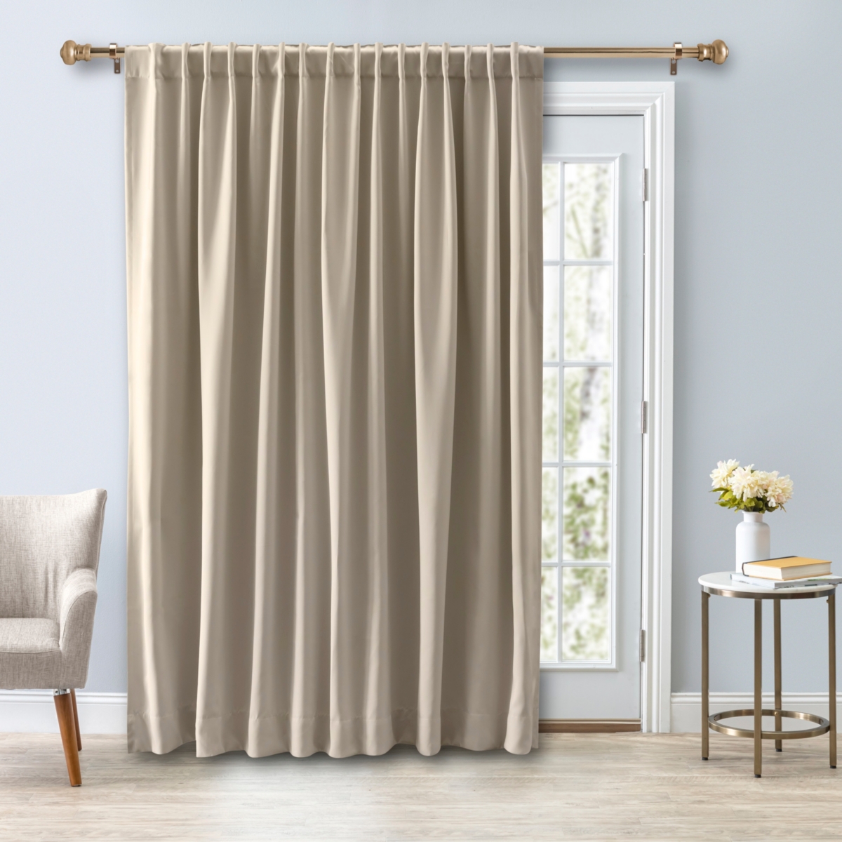 Ultimate Black-Out 2-Way Pocket Double-wide Curtain Panel 112"W x 84"L - Ivory
