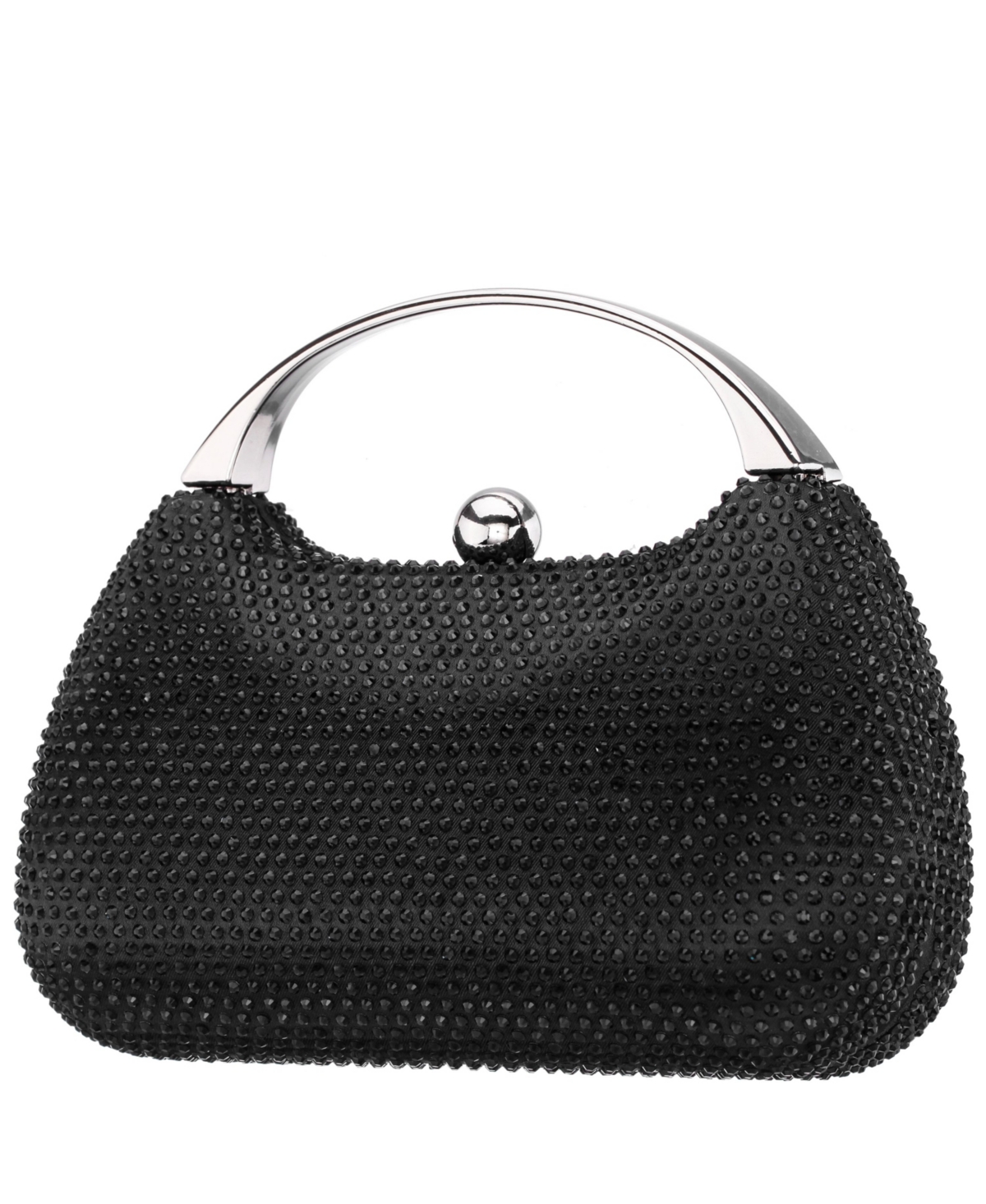 Nina Crystal Minaudiere With Metal Handle In Black
