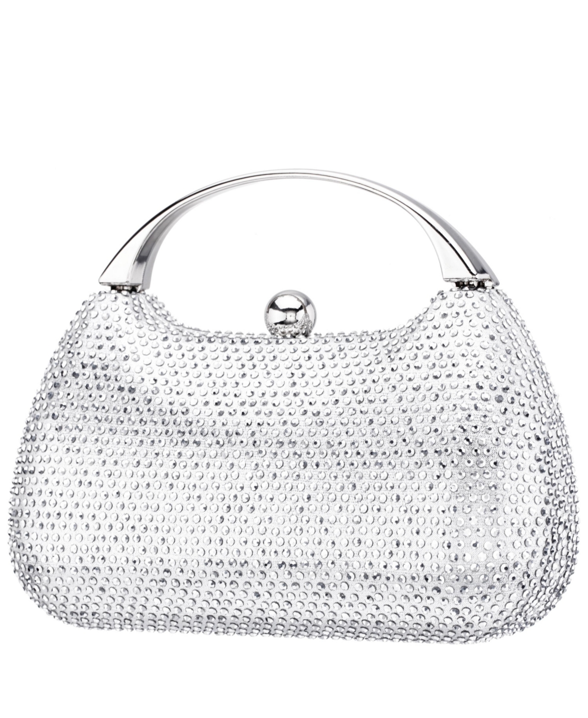 Nina Crystal Minaudiere With Metal Handle In Silver