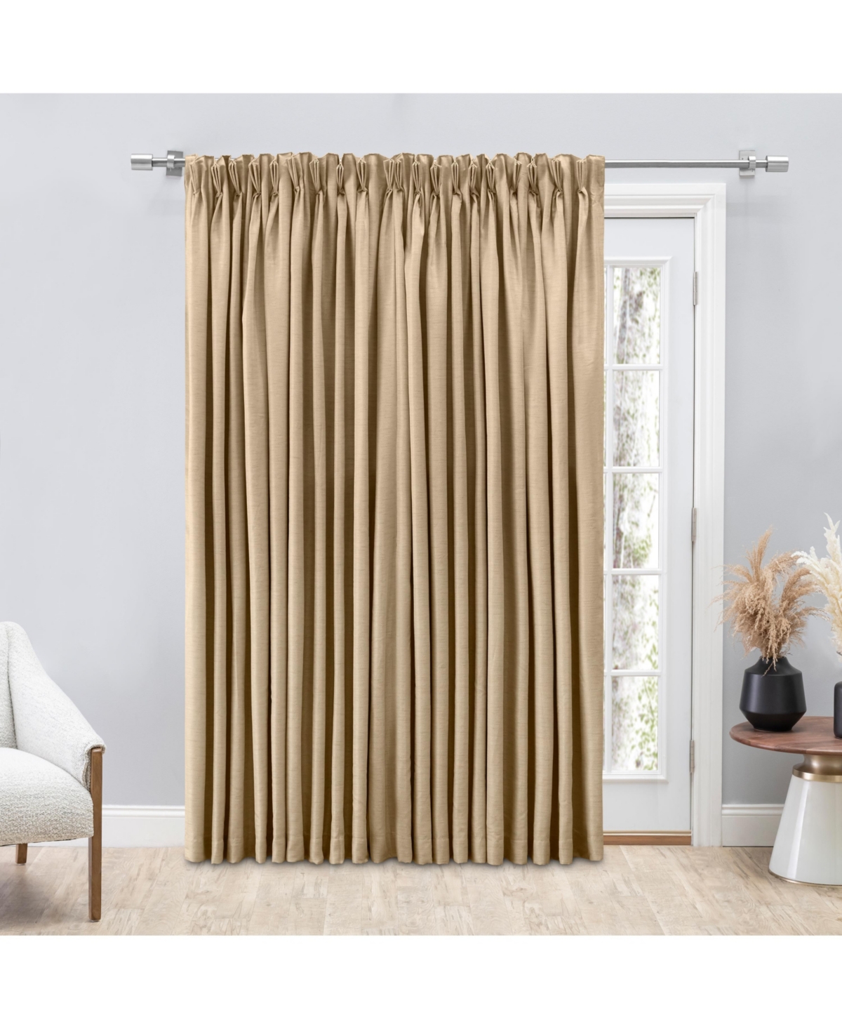 Ricardo Grasscloth 2/Way Pinch Pleated w/Back Tabs Patio Curtain Panel 100"W x 96"L