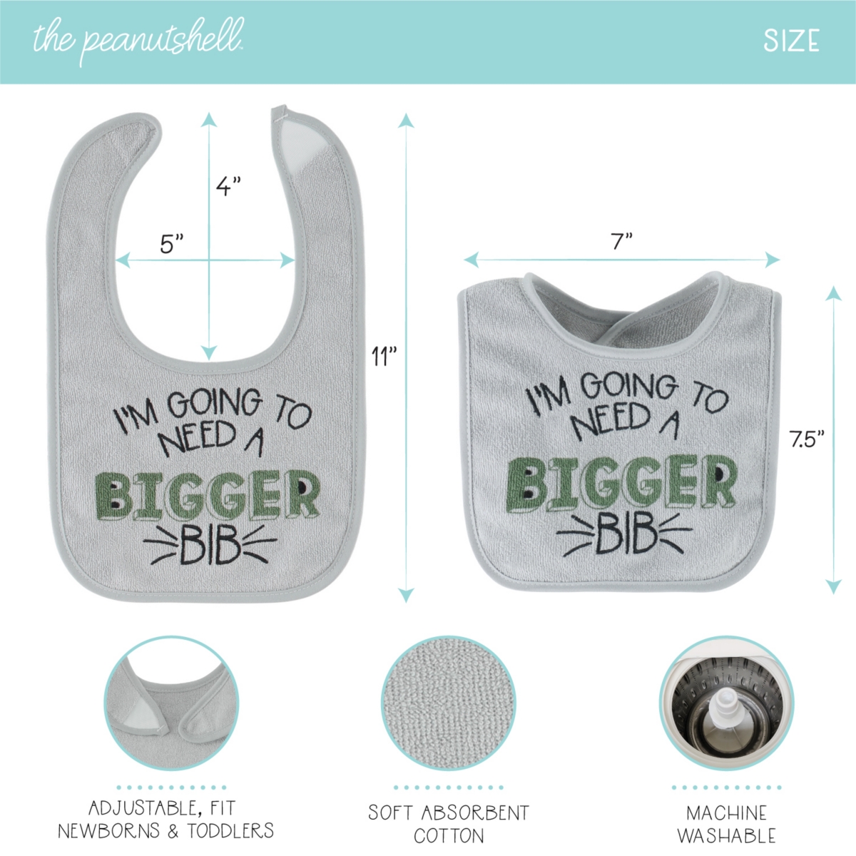 The Peanutshell Baby Boys Terry Bibs Boys, 20 Pack for Feeding, Teething, or Drooling, Dino Boy/Holiday
