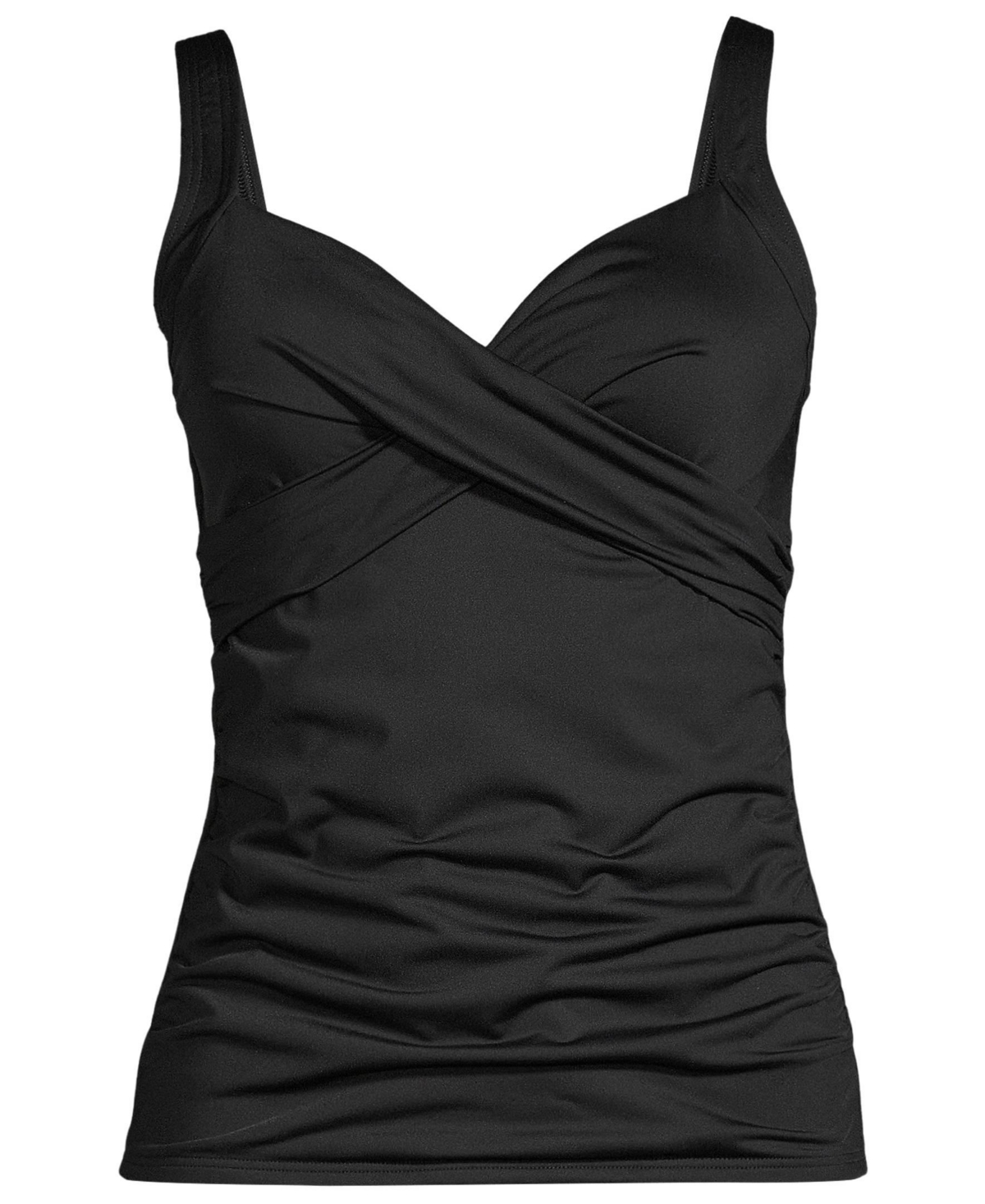 Lands' End Women's D-Cup V-Neck Wrap Underwire Tankini Swimsuit Top Adjustable Straps
