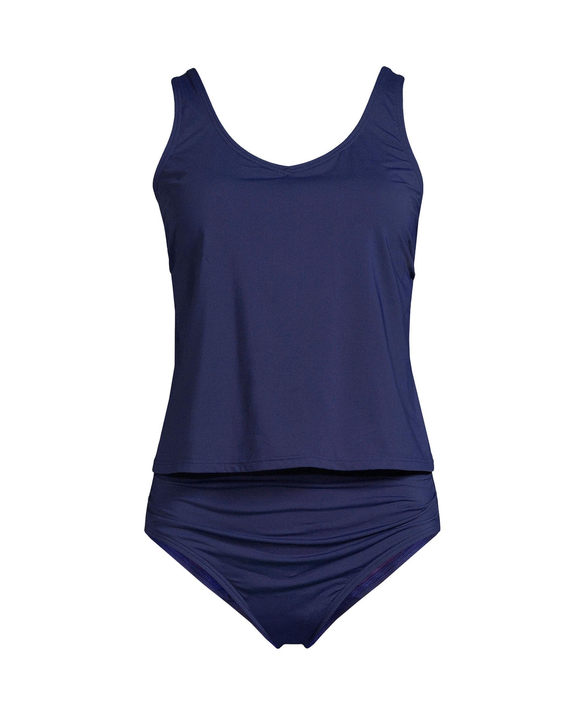Lands End Plus Size V neck One Piece Fauxkini Swimsuit Faux Tankini Top Black Smart Closet