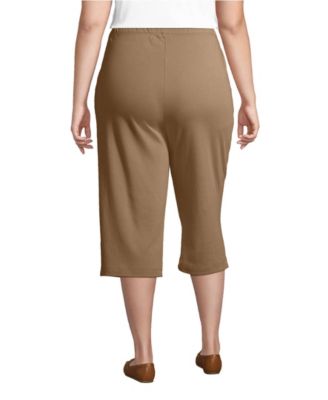 Plus Size Sport Knit High Rise Elastic Waist Capri Pants