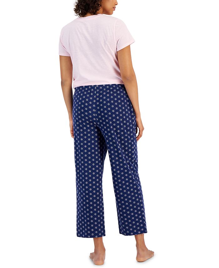 Charter Club Women's Cotton Printed Cropped Pajama Pants, Created for