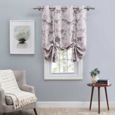 Mystic Garden Floral Blackout Grommet Tie-Up Curtain Panel 52"W x 63"L