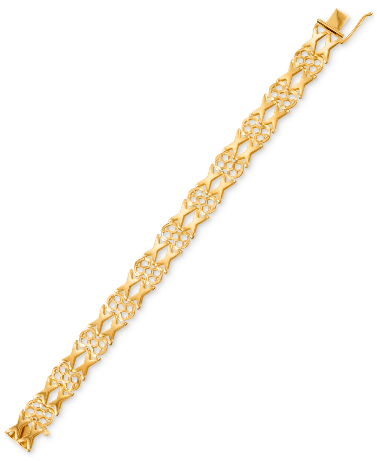 Macy's Openwork Filigree Link Bracelet In 14k Gold-plated Sterling Silver In Gold Over Silver