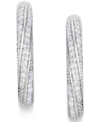 Diamond Twist Hoop Earrings (1/4 ct. t.w.) In Sterling Silver, 14K Gold-Plated Sterling Silver or 14K Rose Gold-Plated Sterling Silver 