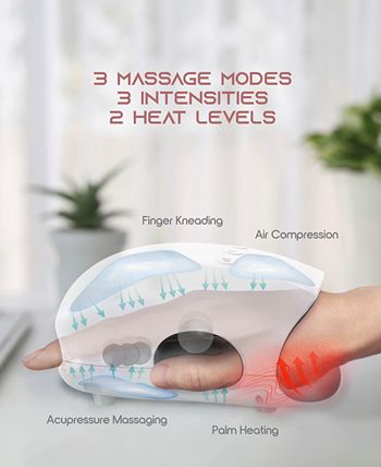 Tzumi SLF Cordless Heated Variable Mode Hand Massager - White