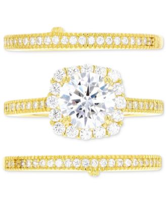 Macy's - 3-Pc. Set Cubic Zirconia Ring & Bands in 14k Gold-Plated Sterling Silver