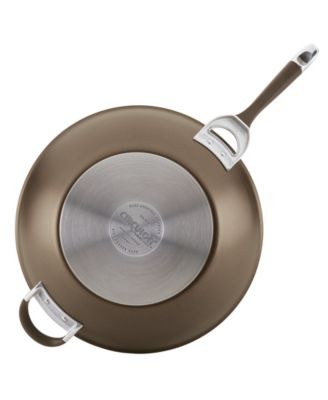 Symmetry Hard-Anodized Nonstick Induction Stir Fry Pan with Helper Handle, 14-Inch, Chocolate