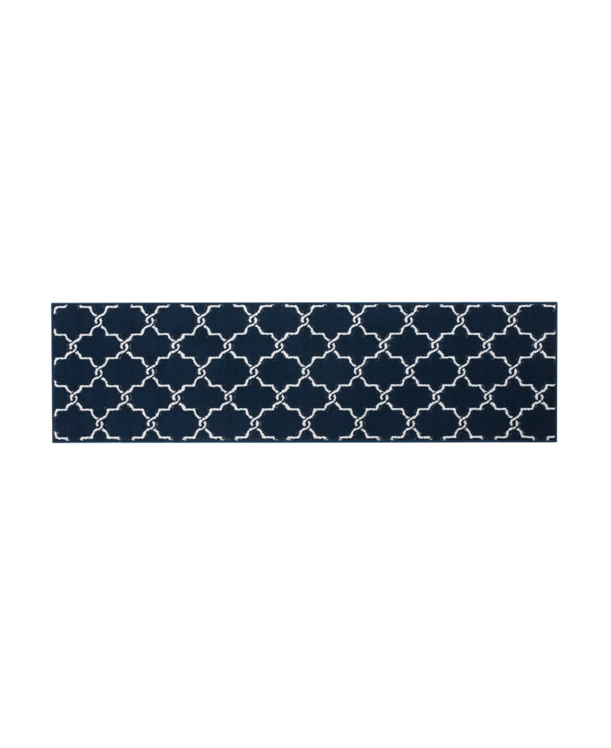 Jean Pierre - Machine Washable Yohan Trellis Tufted Runner Rug, - Navy and White