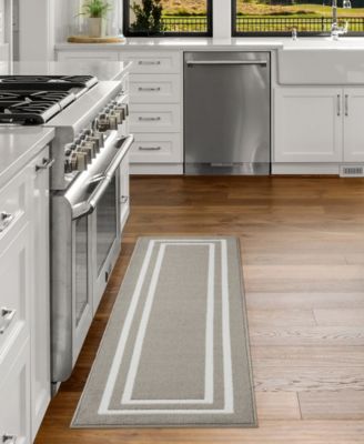 Jean Pierre Double Line Border Tufted - Machine Washable Runner Rug, 26" x 60"