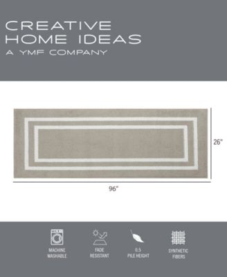 Double Line Border Tufted - Machine Washable Runner Rug, 26" x 96"