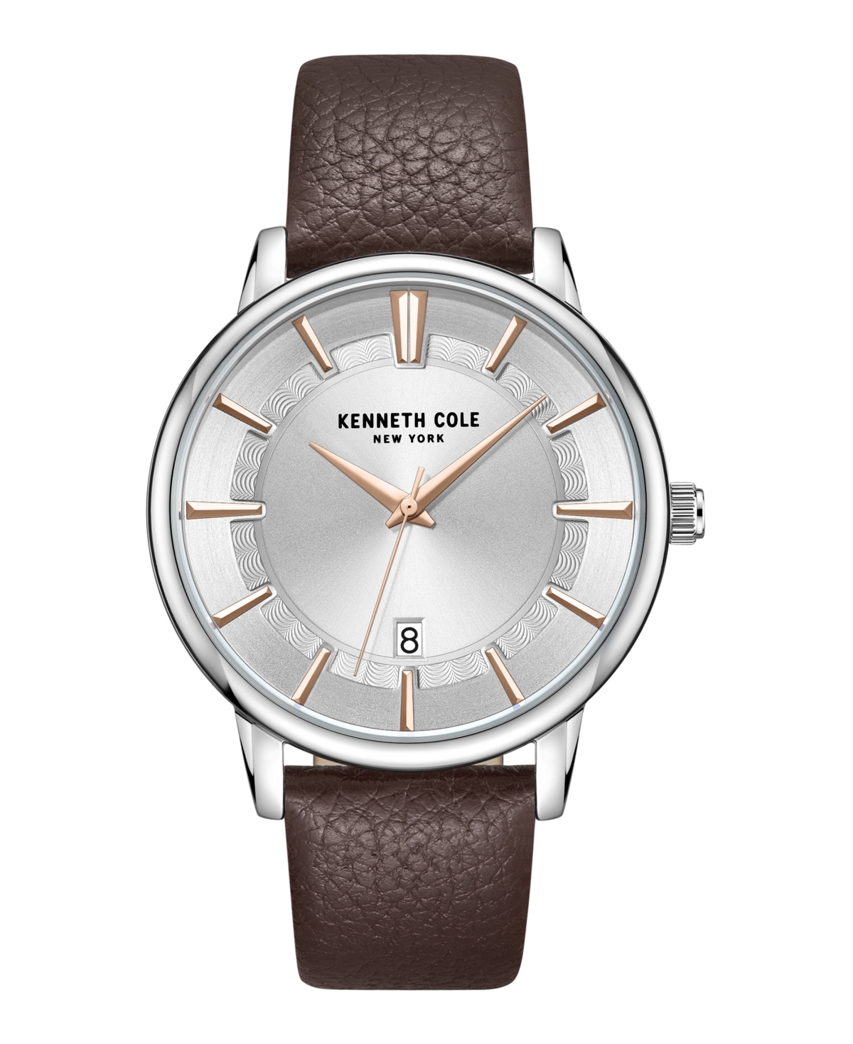 Kenneth Cole New York Men's Quartz Classic Brown Dark Genuine Leather Watch 42mm