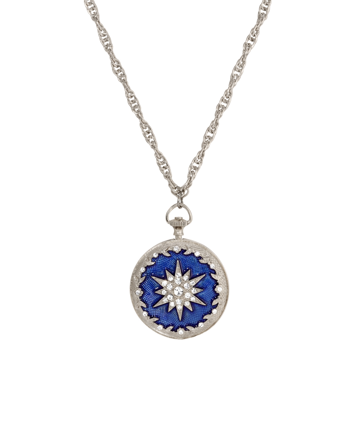 2028 Enamel Crystal Star Of Bethlehem Locket Necklace In Blue