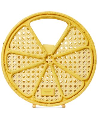 kate spade new york - Lemon Drop Small Round Raffia Handbag
