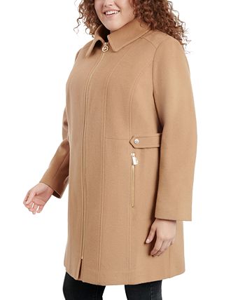 Michael Kors Women's Plus Size Club-Collar Zip-Front Coat - Macy's