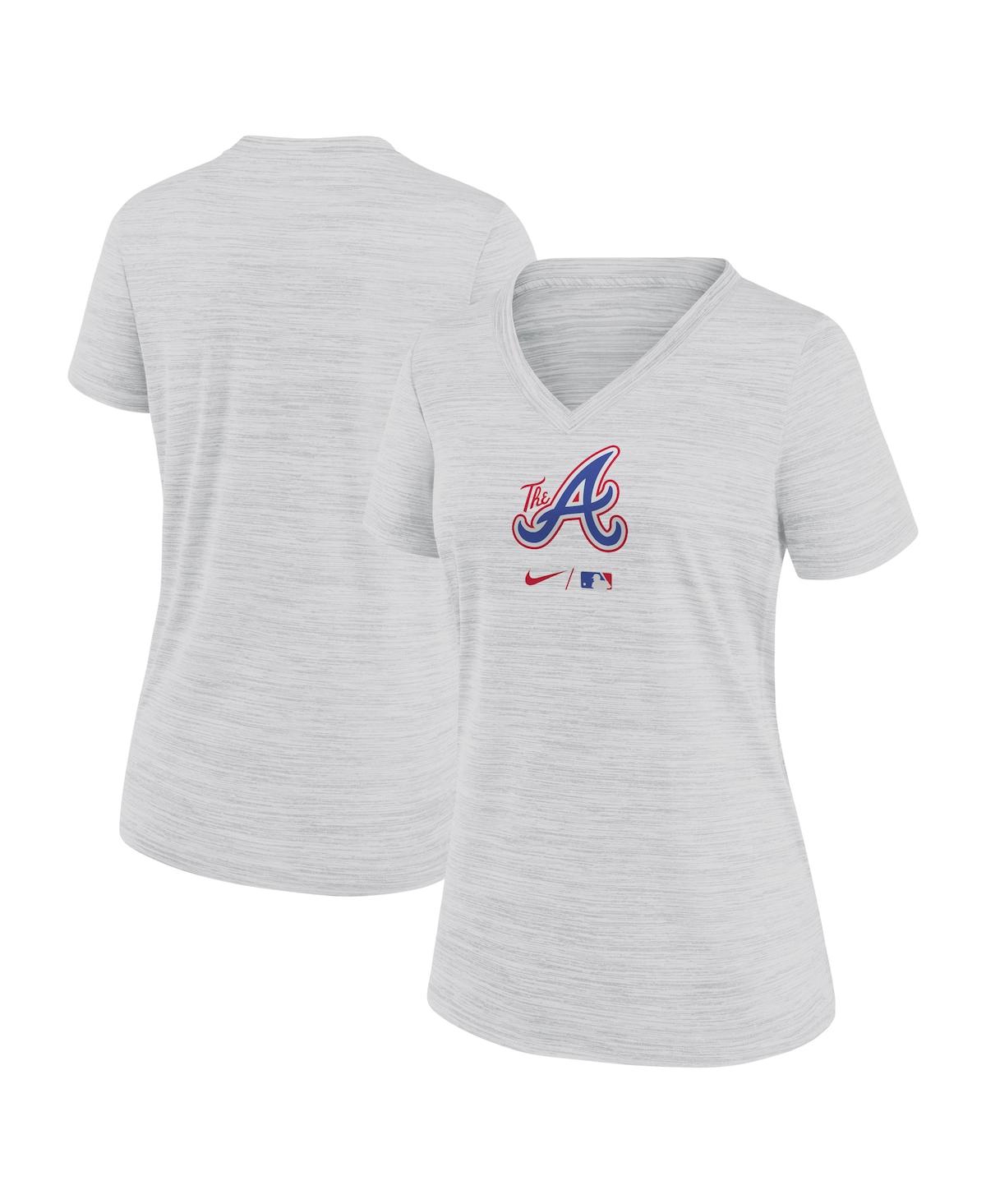 Nike Women's  Gray Atlanta Braves 2023 City Connect Velocity Practice Performance V-neck T-shirt In White