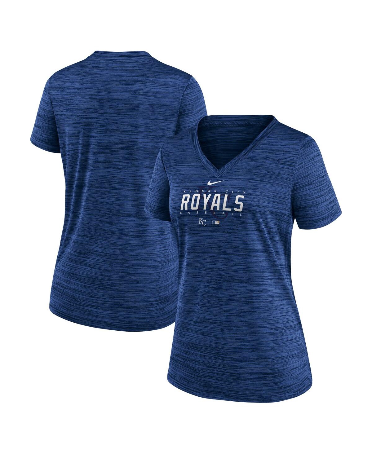 Women's NikeKansas City Royals Authentic Collection Velocity Practice Performance V-Neck T-shirt - Royal