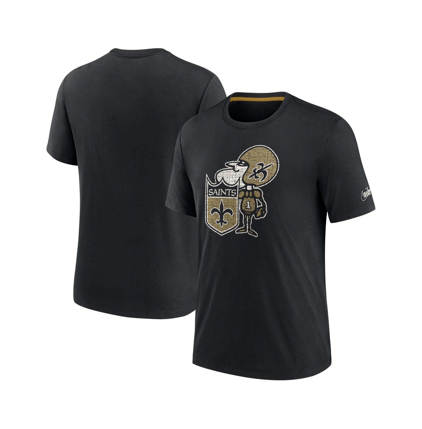 Мужская футболка Nike Black New Orleans Saints Rewind Playback Logo Tri-Blend — фото 2