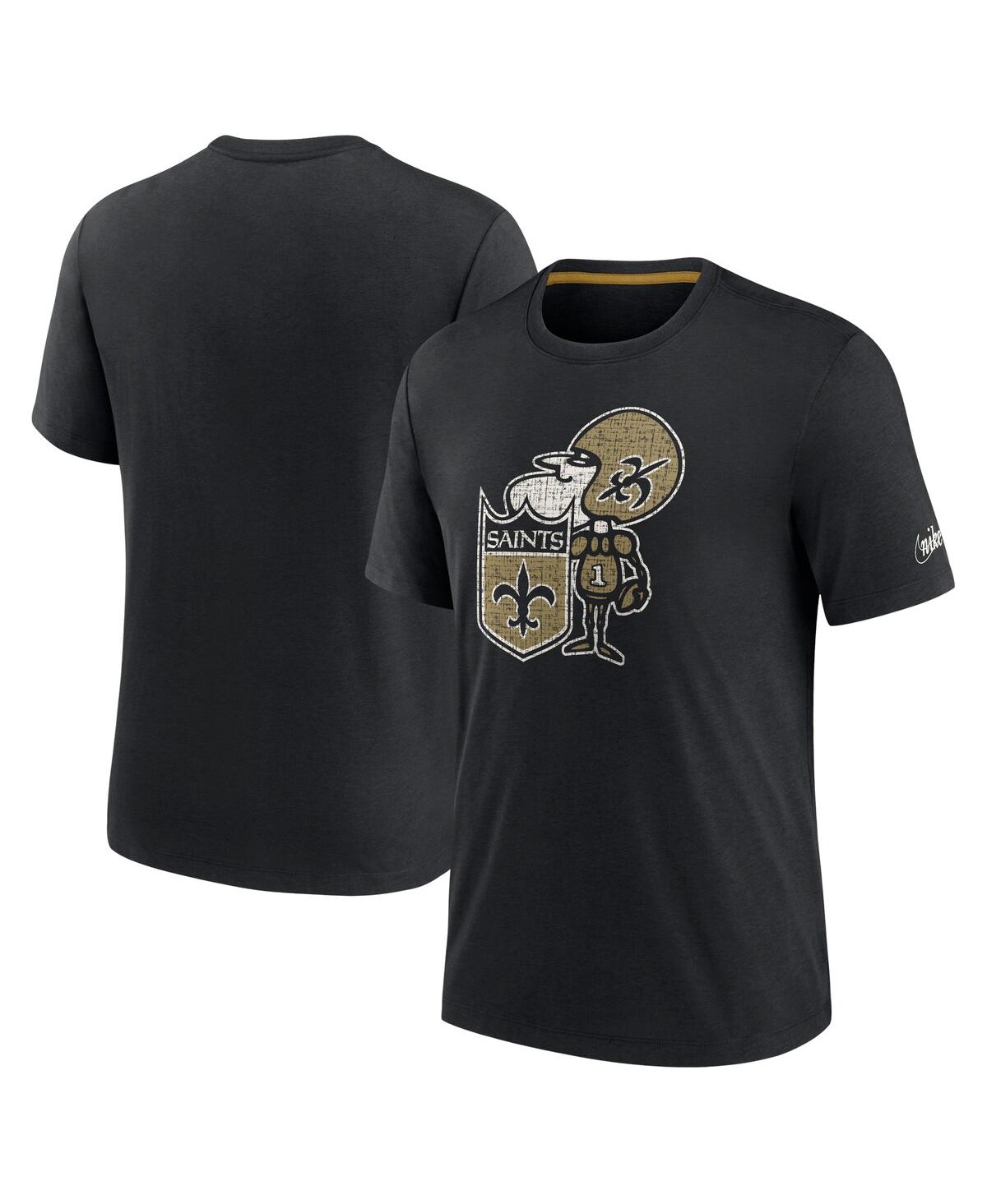 Nike Men's  Black New Orleans Saints Rewind Playback Logo Tri-blend T-shirt In Black