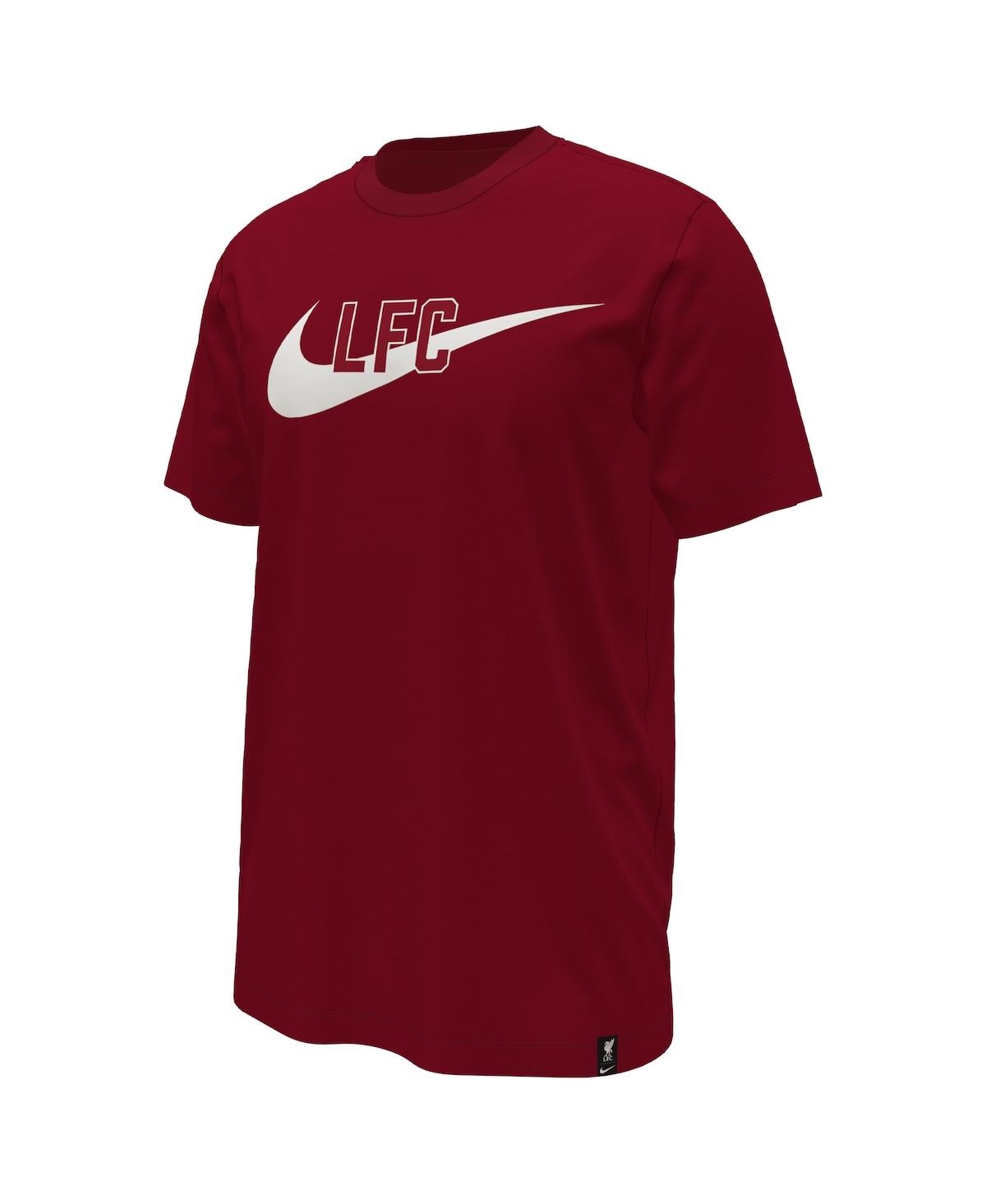 Shop Nike Men's  Red Liverpool Swoosh T-shirt