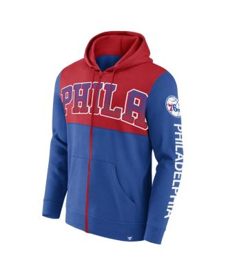 Men's Royal, Red Philadelphia 76ers Skyhook Colorblock Full-Zip Hoodie