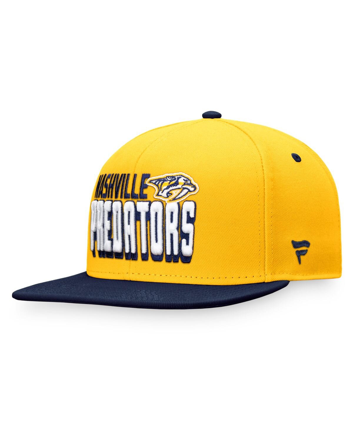 Fanatics Branded Gold/navy Nashville Predators Heritage Retro Two-tone Snapback Hat In Gold,navy
